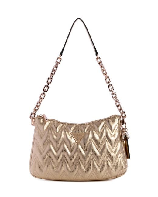 Guess Metallic Adelard Top Zip Medium Shoulder Bag