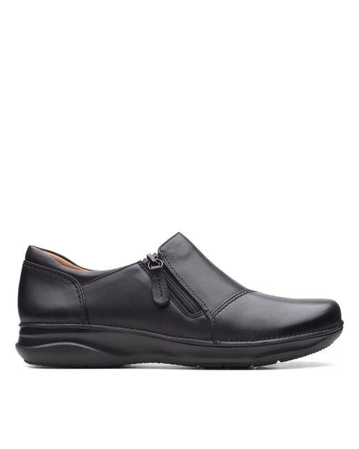 Clarks Brown Appley Zip Leather Shoes In Black Standard Fit Size 61⁄2