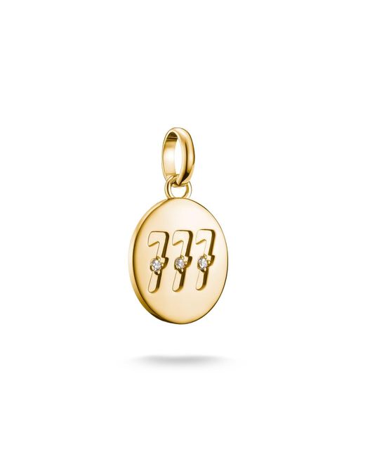 Thomas Sabo Metallic Charm Club Connect Charm-Anhänger Engelzahl 777 mit Steinen 18k Vergoldung Recyceltes 925 Silber CC1254-414-14