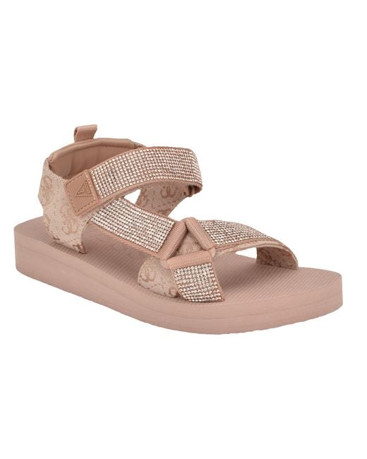 Guess Nylaha Platte Sandaal in het Pink