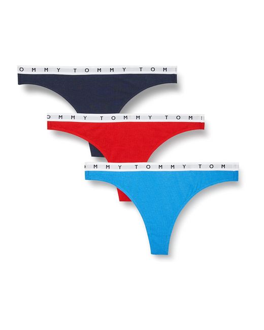Tommy Hilfiger Blue Thong Tanga Pack Of 3