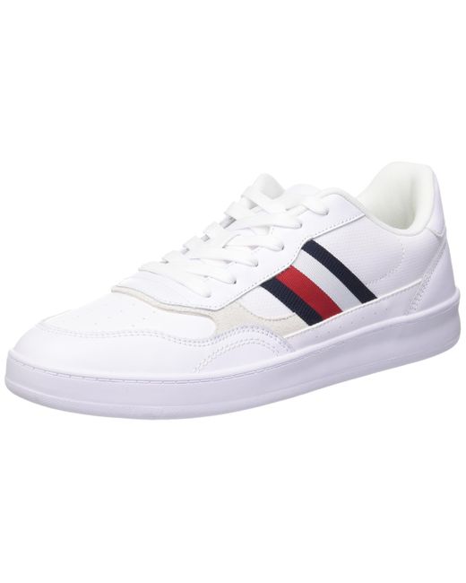 Tommy Hilfiger Black Retro Signature Tape Leather Cupsole Trainers for men