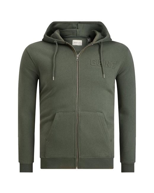 Gant Embossed Full-Zip Hoodie Sweatshirt in Green für Herren