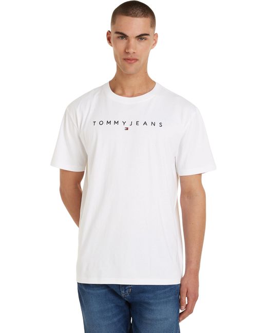 Tjm Reg Lineare Logo Tee Ext Magliette S/S di Tommy Hilfiger in White da Uomo