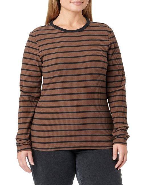 G-Star Brown Slim Rib 2.0 Stripe Top