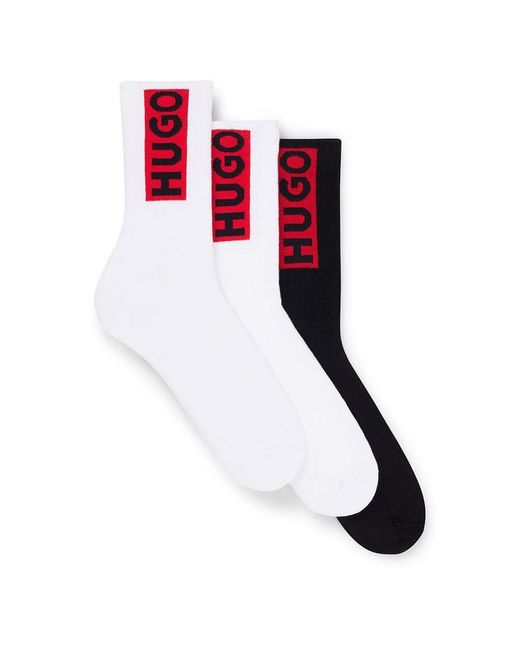 HUGO Red 3 Pack Qs Logo Design Combed Cotton Socks for men