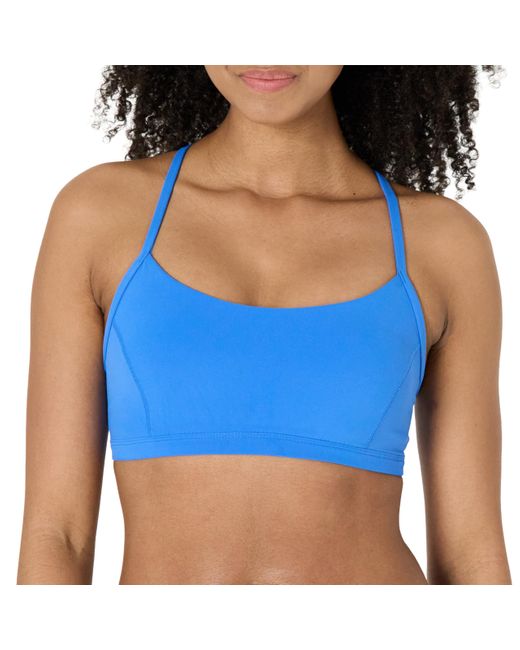 Amazon Essentials Blue Active Formflex Buttery Soft Light Support Y-back Thin Strap Yoga Sports Bra