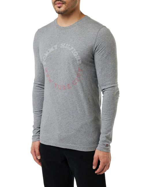 T-Shirt ches Longues Coton Tommy Hilfiger pour homme en coloris Gray