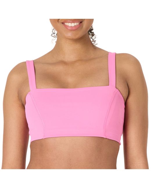 Amazon Essentials Pink Active Formflex Buttery Soft Light Support Bandeau Sports Bra With Adjustable Straps