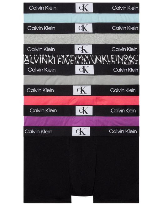 Calvin Klein Black Pack Of 7 Boxer Short Trunks Stretch Cotton for men