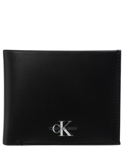 Calvin Klein Black Monogram Soft Bifold W/coin Wallets for men