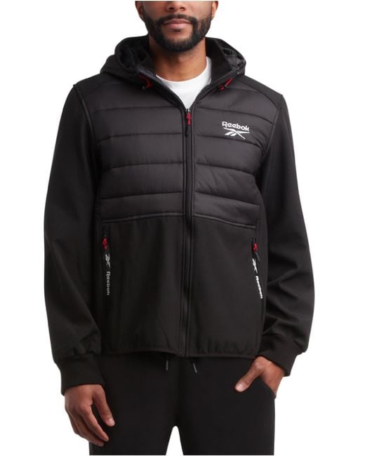 Reebok Black Lightweight Hooded Weather Resistant Jacket For With Nylon Quilted for men