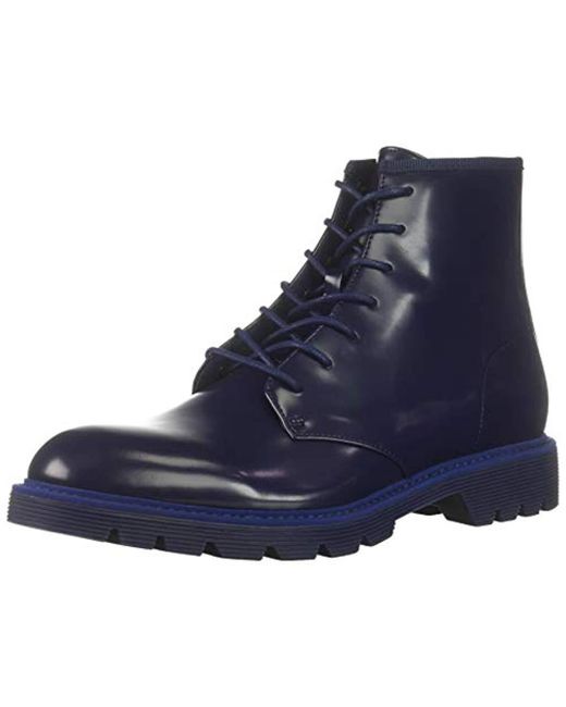 Calvin Klein Blue Fenton Box Leather Combat Boot for men