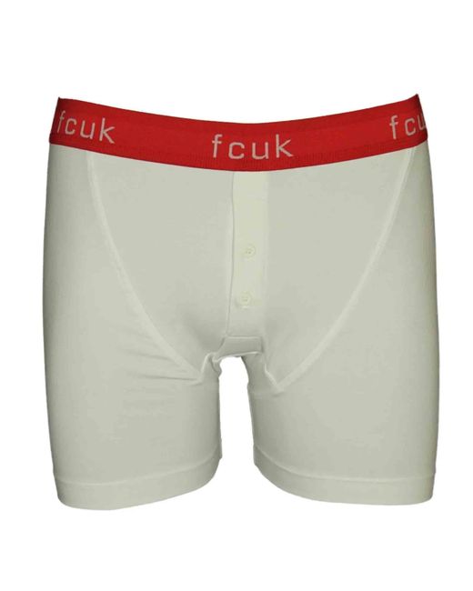 French Connection Multicolor Mens New 2 Button Boxers In White-red & White-green Colours for men