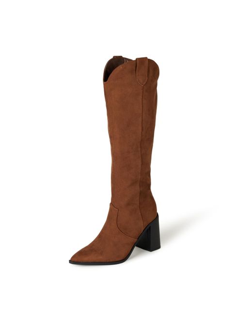 The Drop Brown Cassandra Knee-high Western Boot