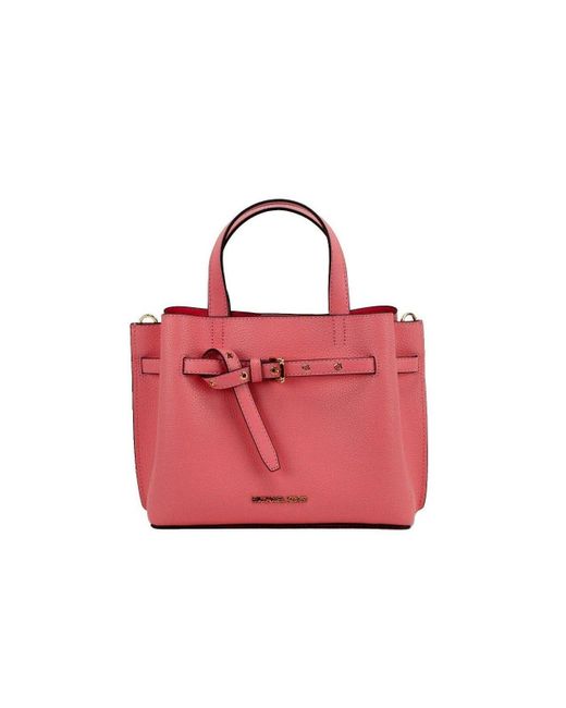 Michael Kors Pink Emilia Ebbled Leather Satchel Crossbody Bag