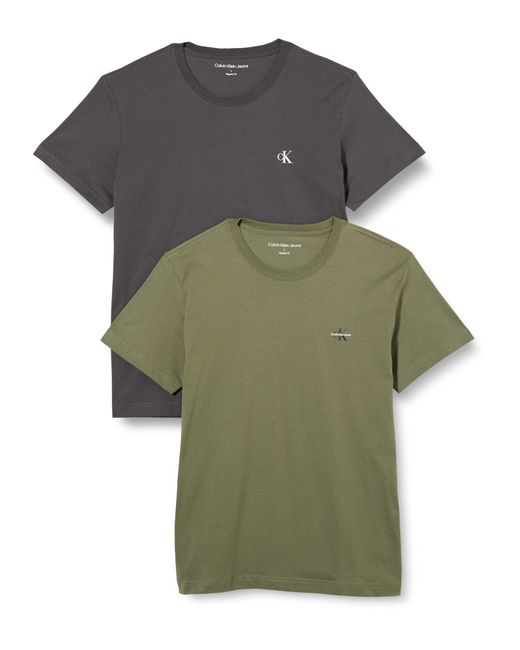 Calvin Klein Green 2 Pack Monologo T-shirt J30j320199 S/s for men