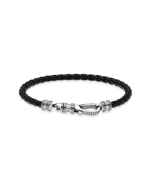 Thomas Sabo Black Bracelet Leather Clasp 925 Sterling Silver A1931-682-11