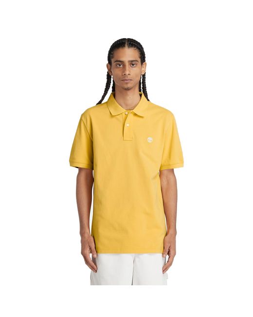 Timberland Pique Poloshirt Met Korte Mouwen Voor in het Yellow voor heren