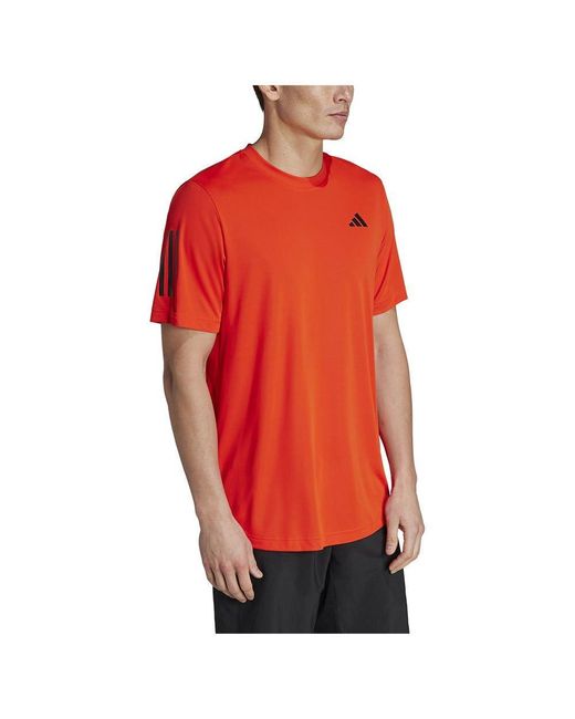 adidas Club 3-stripes Tennis T-shirt in Red for Men | Lyst UK
