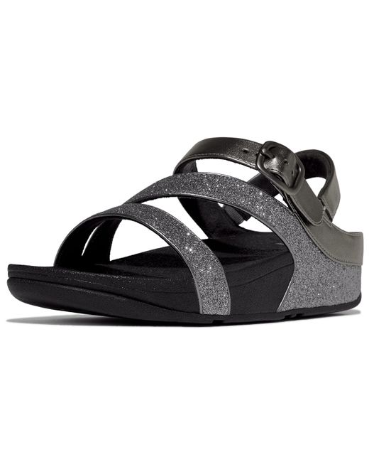 Fitflop Black Skinny Ii Glitterdust Z-strap Sandals Wedge