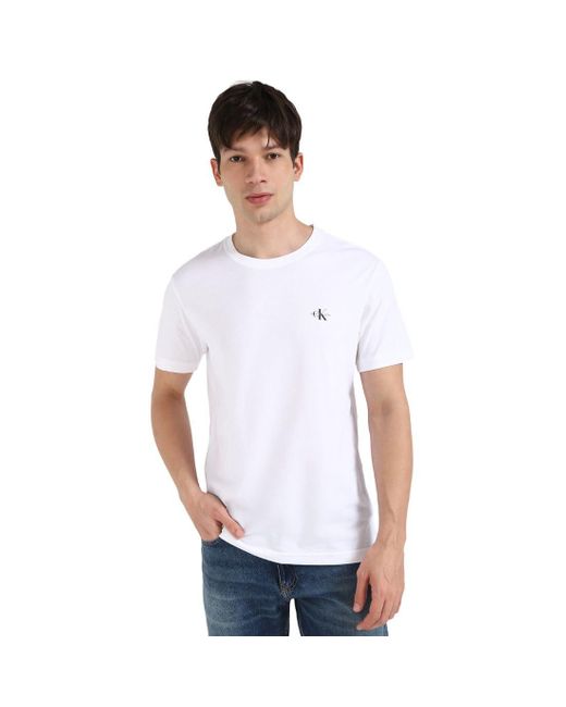Pack de 2 Camisetas de ga Corta par Hombre Monologo Cuello Redondo Calvin Klein de hombre de color White