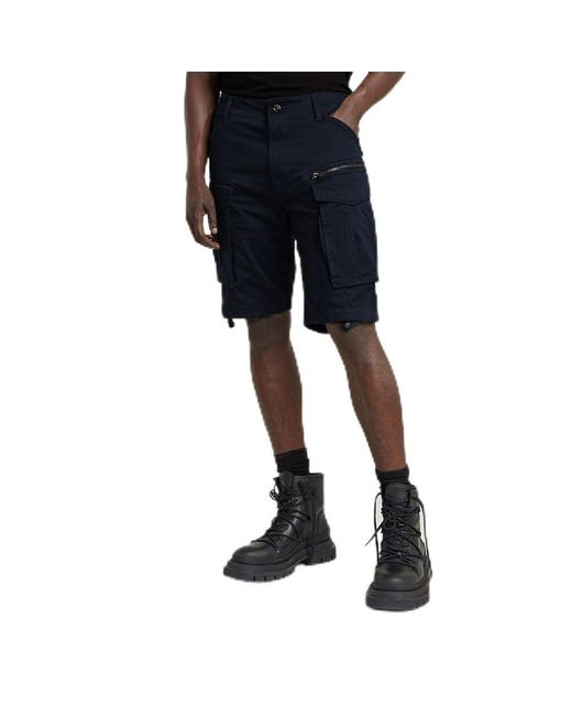 G-Star RAW Black Rovic Zip Relaxed Shorts for men