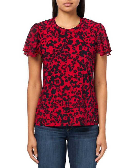 Tommy Hilfiger Red Top mit Flatterärmeln und Blumenmuster