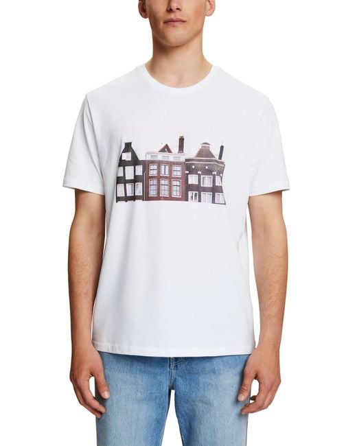 Esprit Edc By T-shirt Met Ronde Hals En Print in het White voor heren