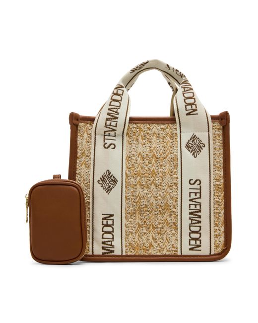 Steve Madden Brown Bwebber Small Straw Satchel