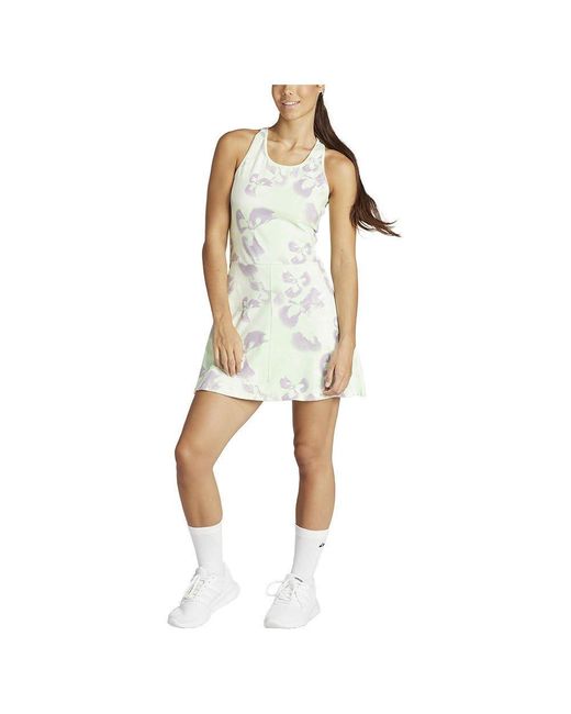 Adidas White Floral Graphic Single Jersey Dress Kleid