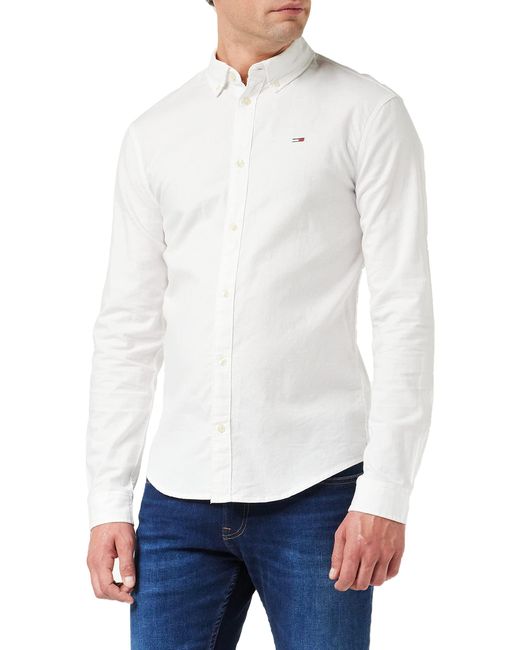 Tommy Hilfiger White Tommy Jeans Tjm Slim Stretch Oxford Shirt for men