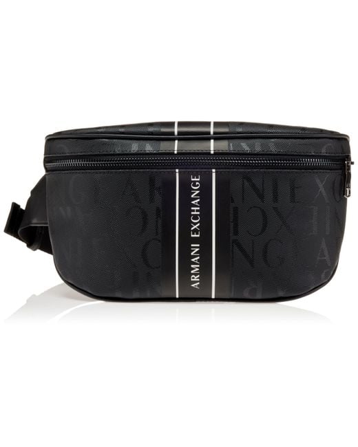 Emporio Armani Black A | X Armani Exchange All Over Logo Waist Bag for men