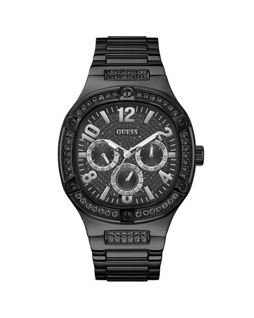 Guess Analog Quarz Uhr mit Edelstahl Armband GW0576G3 in Black für Herren