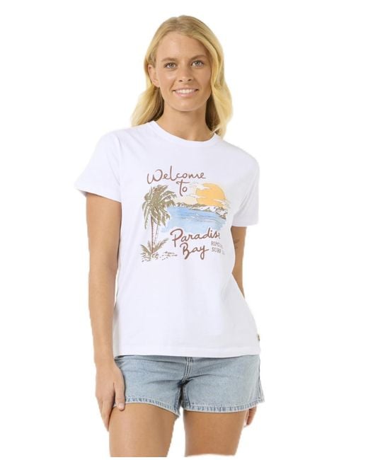T-shirt girocollo da donna a maniche corte di Rip Curl in White
