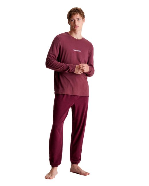 Calvin Klein Pyjama-Set L/S Jogger Lang in Red für Herren
