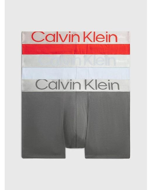 Calvin Klein Trunk 3 Pack 000NB3130AGI9 Boxershorts in blau/rot/grau in Gray für Herren