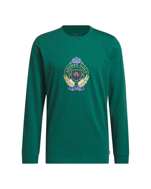 Adidas Green Golf Go-to Crest Graphic Longsleeve Shirt for men