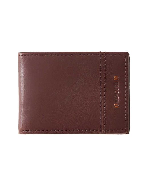 Rip Curl Stacked RFID Slim Leather Wallet in Tobacco in Purple für Herren