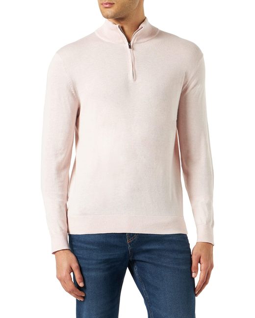 Hackett Blue Cotton Cashmere Hzip Pullover Sweater for men
