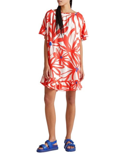 Benetton Red Vestito 4vet5v02h Überwurf für Schwimmbekleidung
