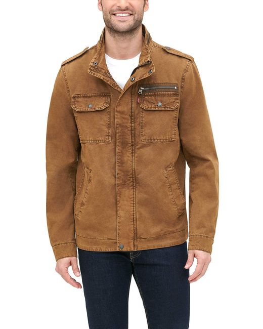 Levi's Brown Washed Cotton Military Jacket for men