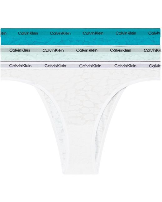 Calvin Klein White Pack Of 3 Brazilian Briefs With Lace