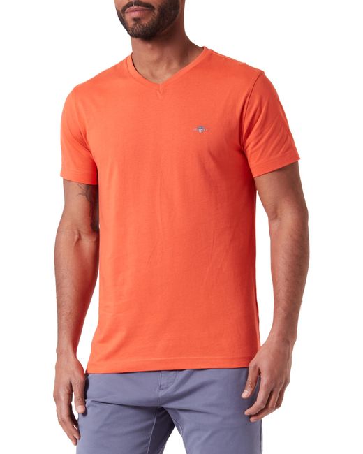 Gant Slim Shield V-Neck T-Shirt in Orange für Herren