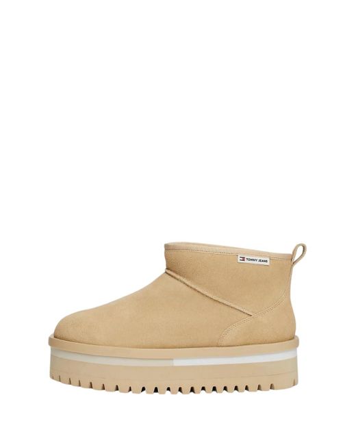 Tommy Hilfiger Natural Suede Platform Ankle Boots