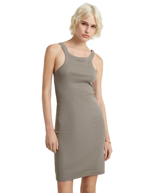 G-Star Gray Slim Ribbed Tank Kleid