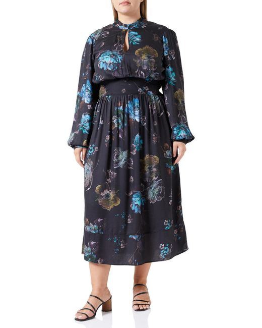 Replay Blue Kleid Lang All Over Print