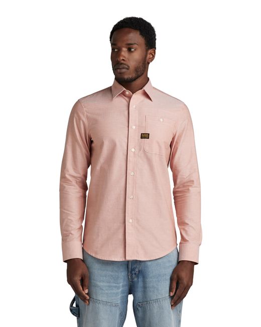G-Star RAW Bristum 2.0 Slim Ls Shirts Voor in het Pink voor heren