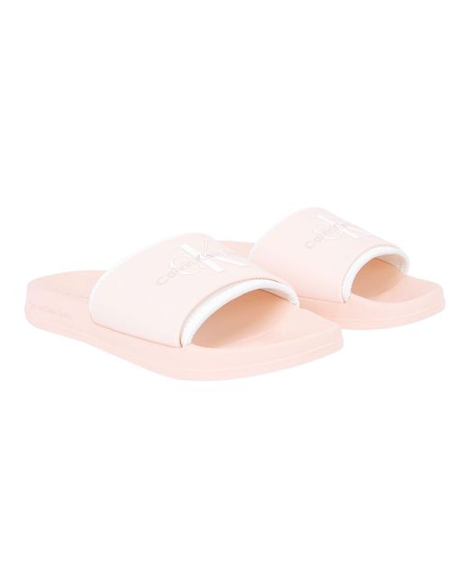 Calvin Klein Pink Pool Slides Monogram Tpu Sandals