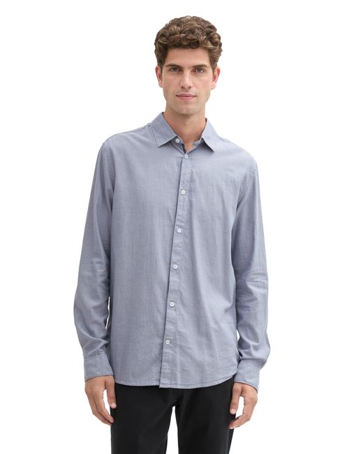 Tom Tailor Fitted Hemd aus Baumwolle in Blue für Herren